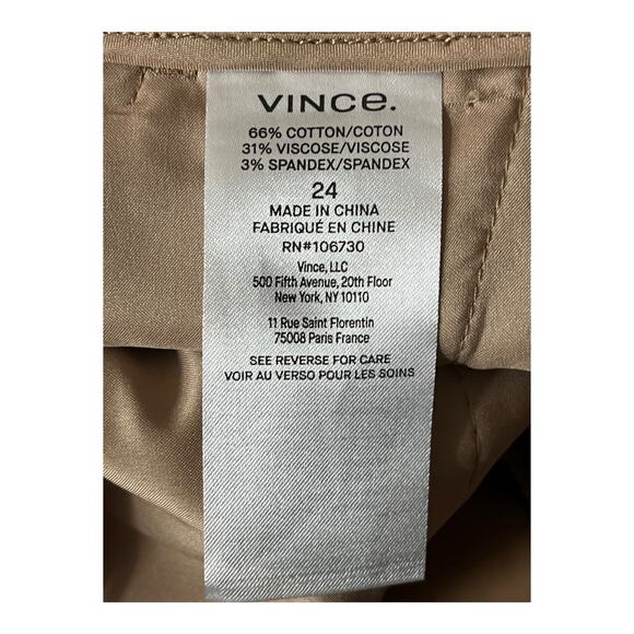 Vince pants Cigarette cropped Trousers tan size 24 - Picture 6 of 8